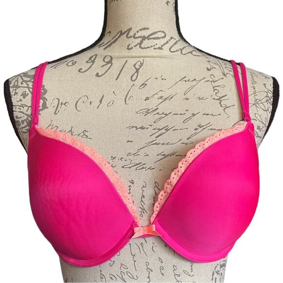 Victoria’s Secret Hot Pink Push Up Bra Size 34D - Picture 1 of 2